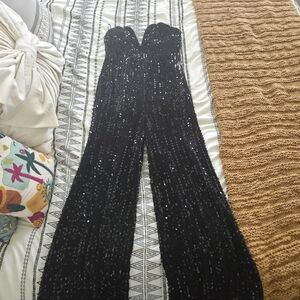 Fashion Nova Black Sequin Jumpsuit